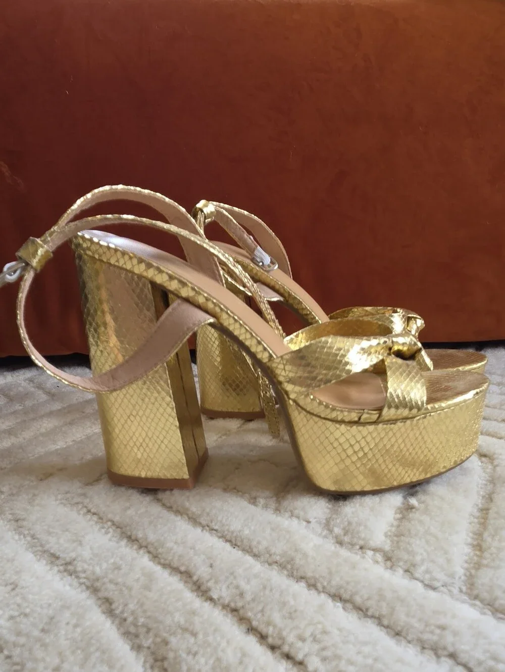Gold Platform Heel Sandals - Women